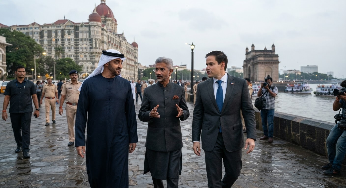 मुंबई में भारत यूएई और अमेरिका के बीच त्रिपक्षीय बैठक हुई जिसमें आर्थिक और रणनीतिक रिश्तों को मजबूत करने पर चर्चा की गई