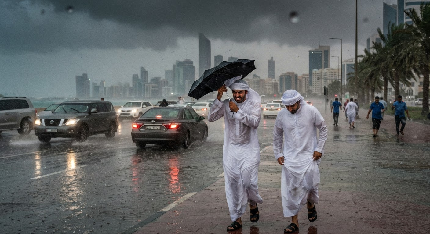 UAE में चार दिनों तक खराब मौसम का अलर्ट, बारिश और 55 किमी/घंटा की रफ्तार से चलेंगी हवाएं