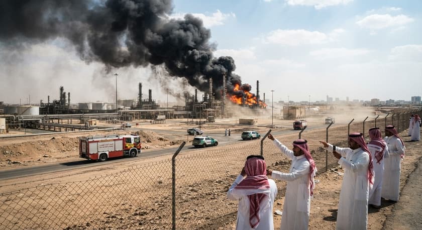 Flames and smoke reported at Saudi Aramco facility south of Riyadh