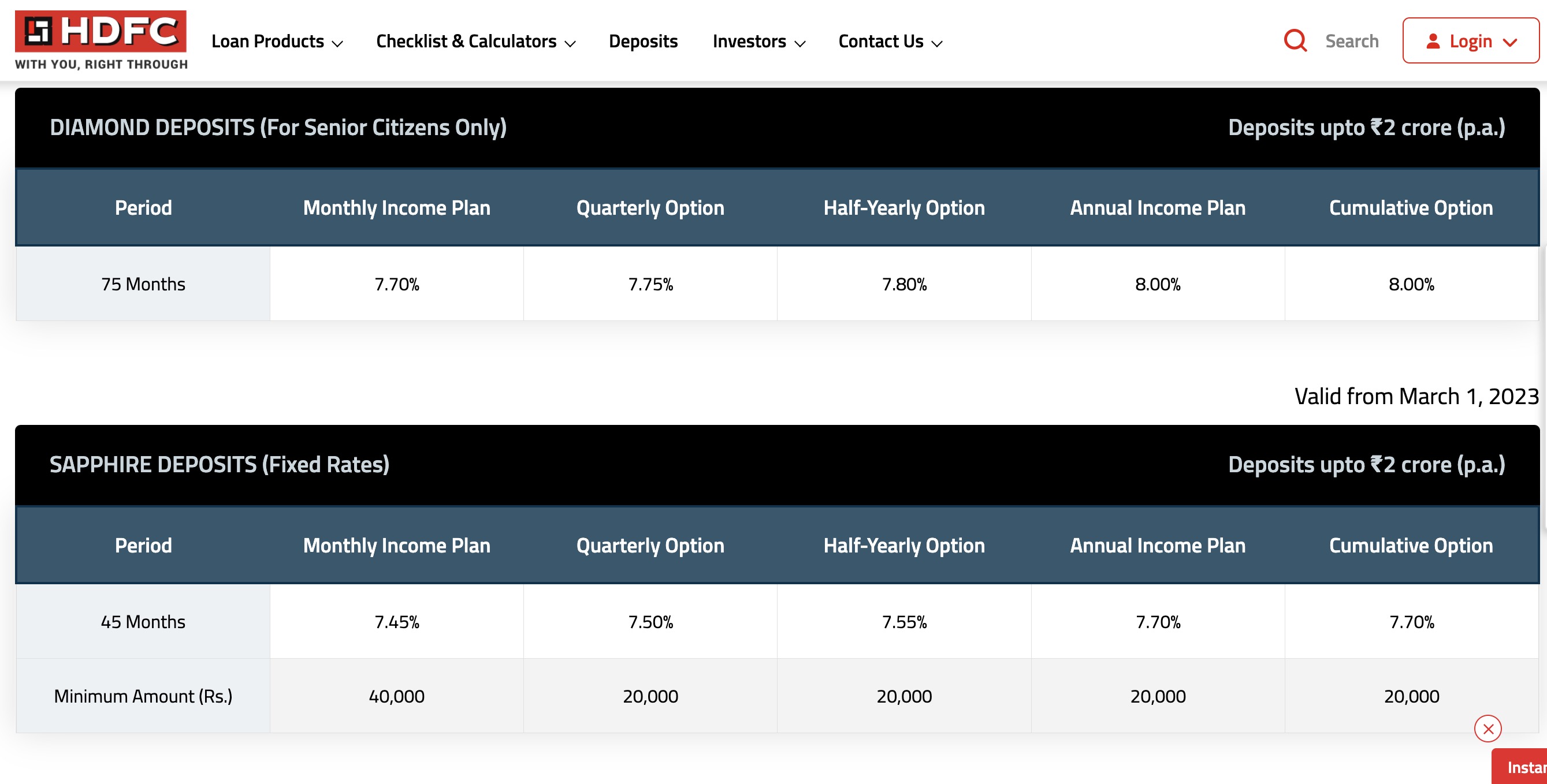 HDFC Diamond Fixed Deposit