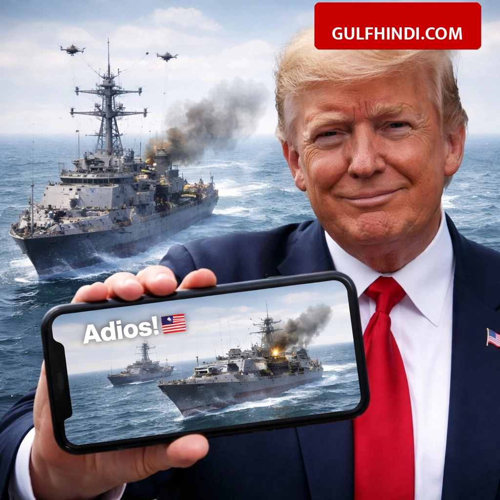 Donald Trump ने सोशल मीडिया पर शेयर की ईरान के सैन्य जहाज को तबाह करने वाली AI फोटो, लिखा Adios तो भड़का ईरान