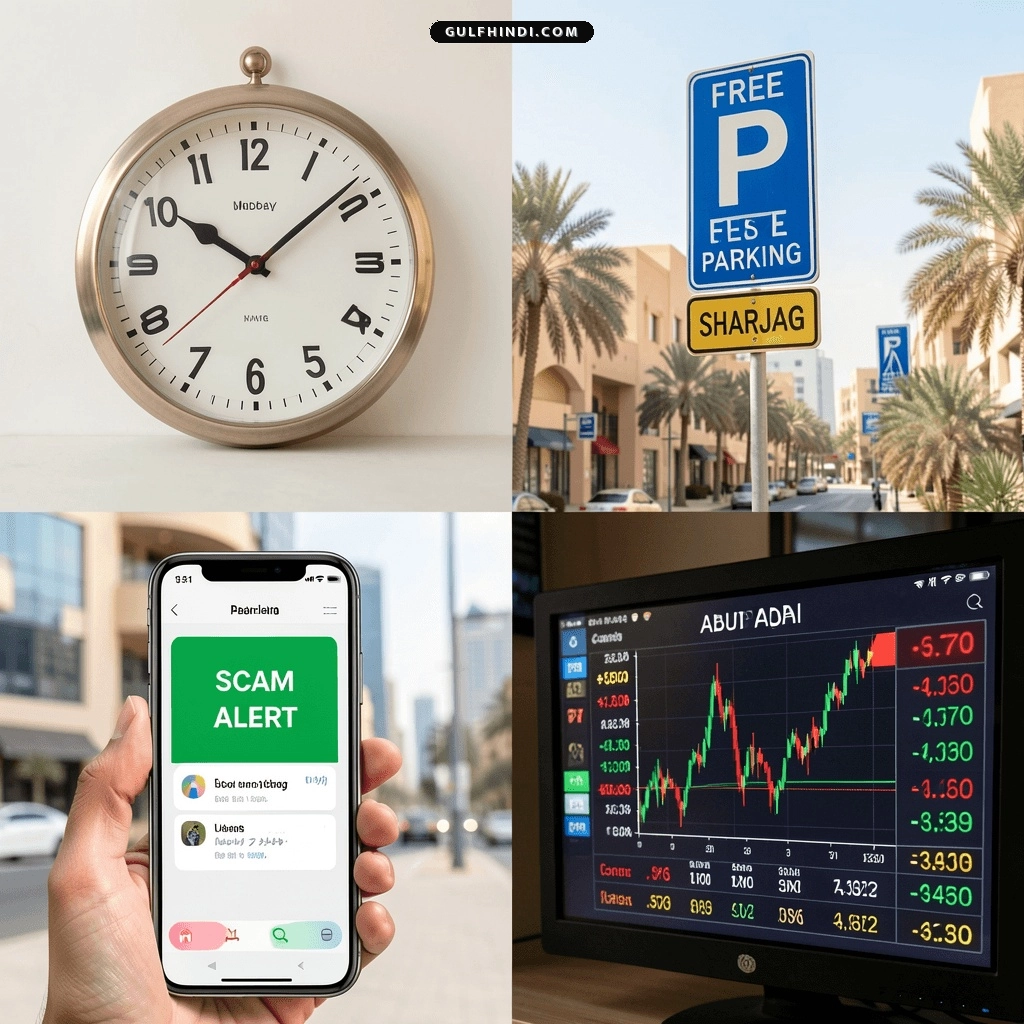 UAE Update: मिडडे ब्रेक शुरू, शारजाह में पार्किंग हुई फ्री, अबू धाबी पुलिस ने स्कैम को लेकर दी चेतावनी