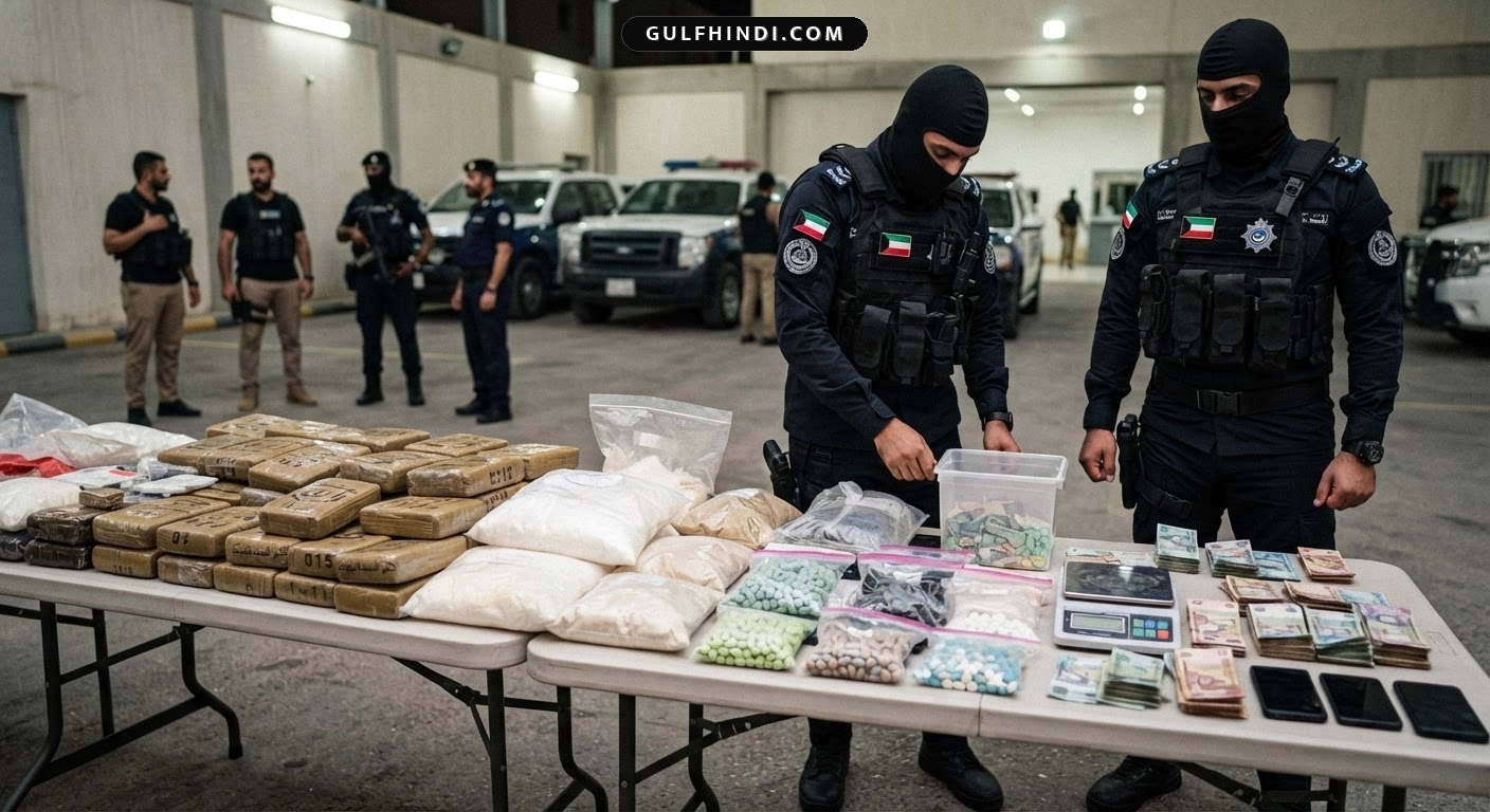 Kuwait में ड्रग्स के खिलाफ बड़ी कार्रवाई, 8 तस्कर गिरफ्तार, भारी मात्रा में नशीले पदार्थ जब्त
