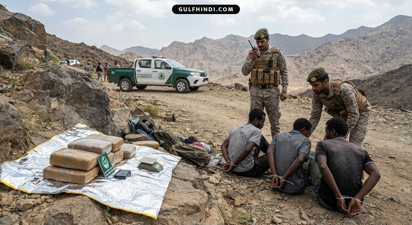 Saudi Border Guard: असीर में 34 किलो हशीश के साथ चार तस्कर गिरफ्तार, बॉर्डर सुरक्षा कानून का किया उल्लंघन