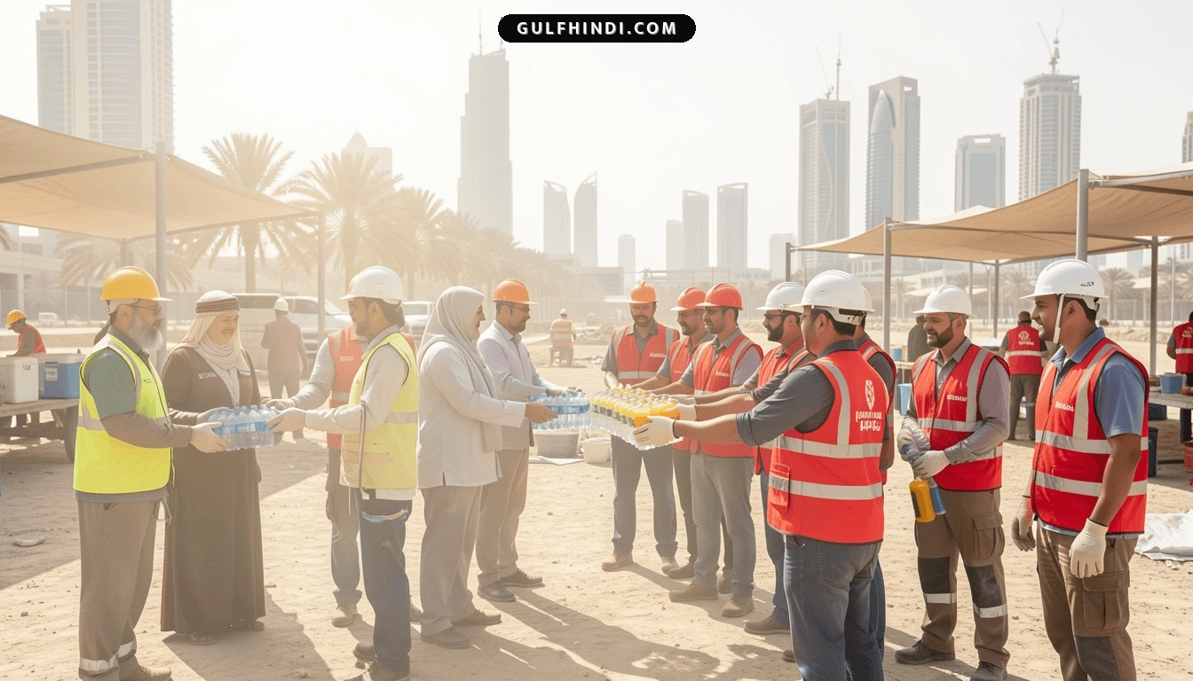UAE में भीषण गर्मी से राहत के लिए 11.5 मिलियन दिरहम की पहल, बाहर काम करने वाले मजदूरों को मिलेगी ठंडी पानी और छाया